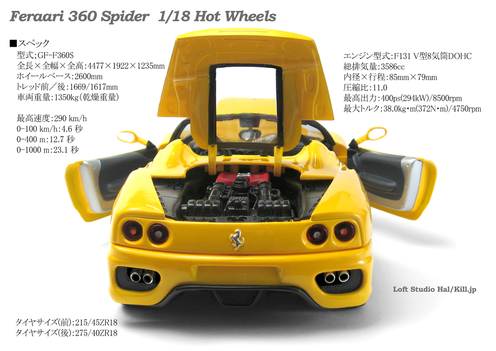 Feraari 360 Spider 2000 1/18 Hot Wheels