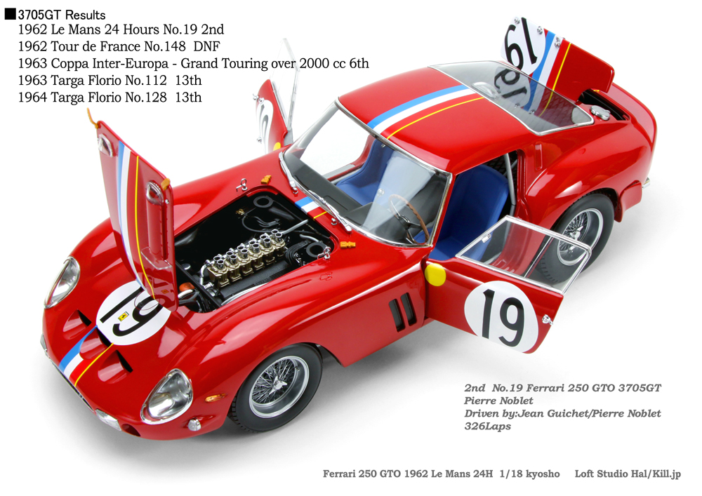 1/18 Ferrari 250GTO 3705GT 1962 Le Mans 24H No.19 kyosho