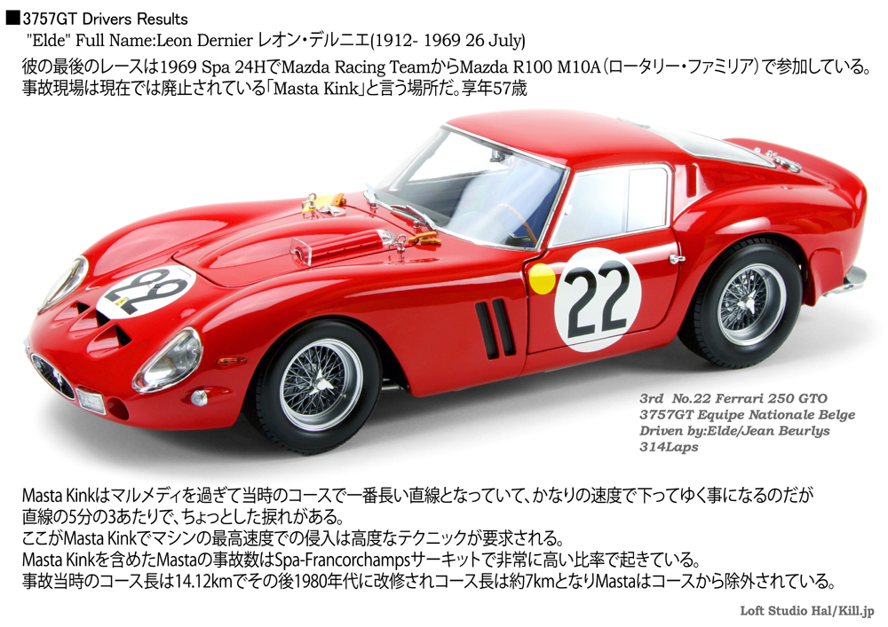 1/18-Ferrari 250GTO 3757GT 1962 Le Mans 24H No.22 kyosho