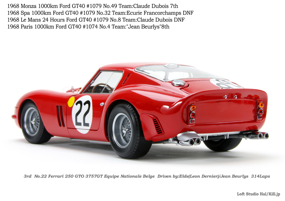 1/18-Ferrari 250GTO 3757GT 1962 Le Mans 24H No.22 kyosho