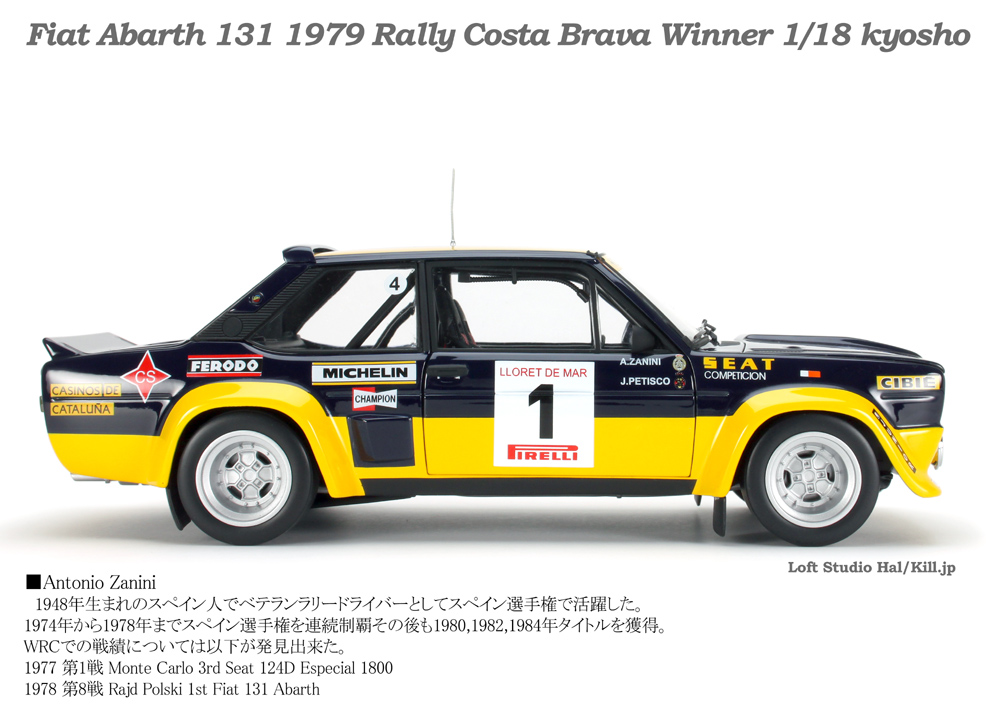 1/18 Fiat Abarth 131 1979 Rally Costa Brava Winner kyosho