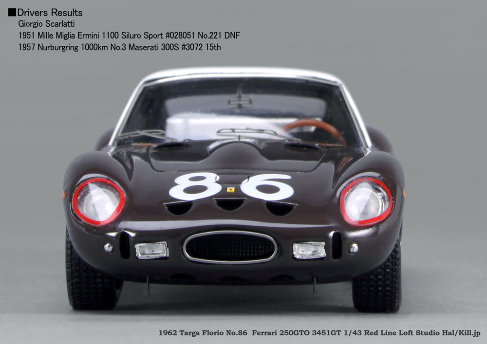 1962 Targa Florio No.86  Ferrari 250GTO 3451GT 1/43 Red Line