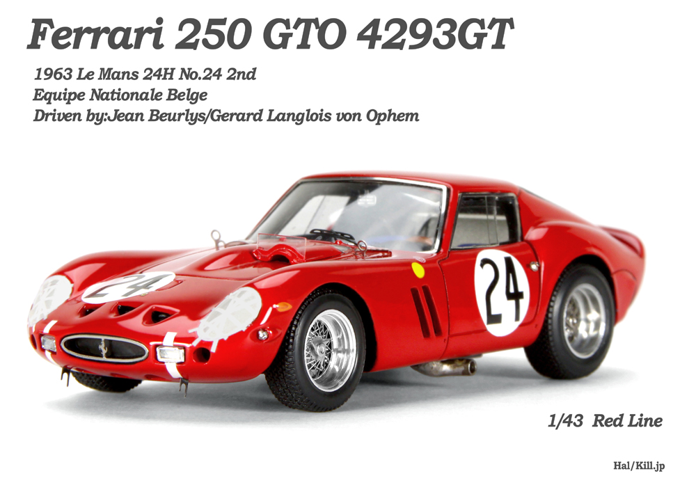 Ferrari 250 GTO 4293GT 1963 Le Mans 24H No.24 2nd Red Line 1/43