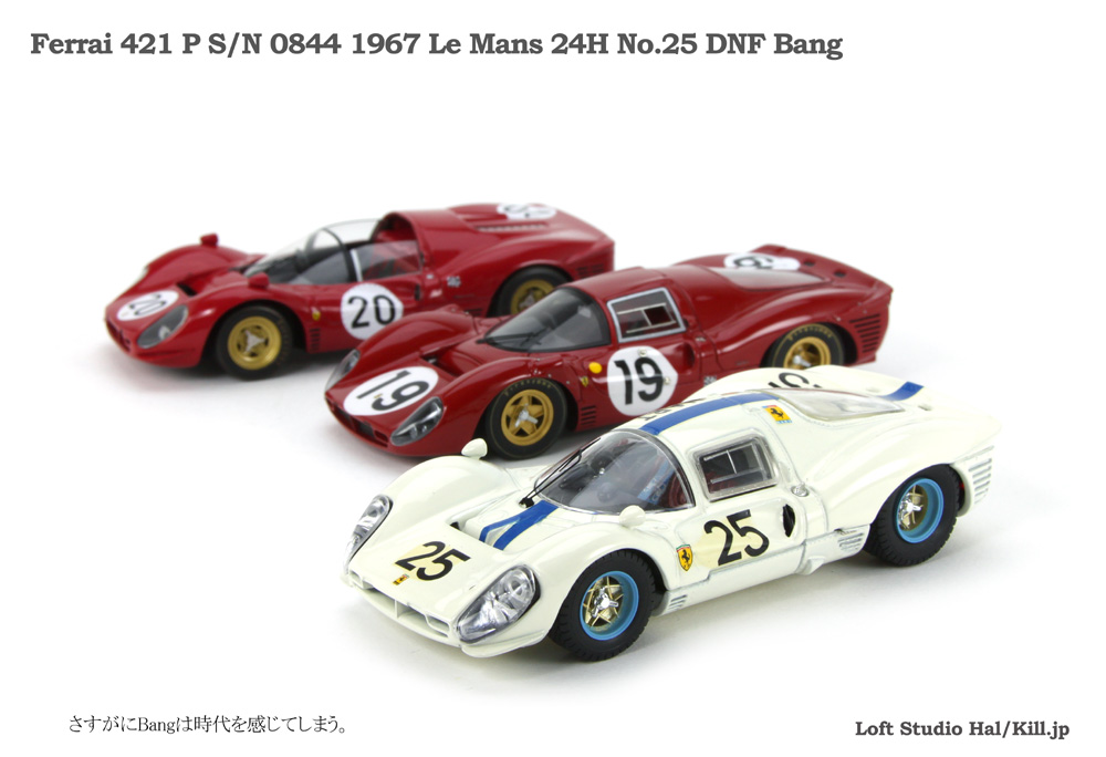 Ferrai 421 P S/N 0844 1967 Le Mans 24H No.25 DNF 1/43 Bang