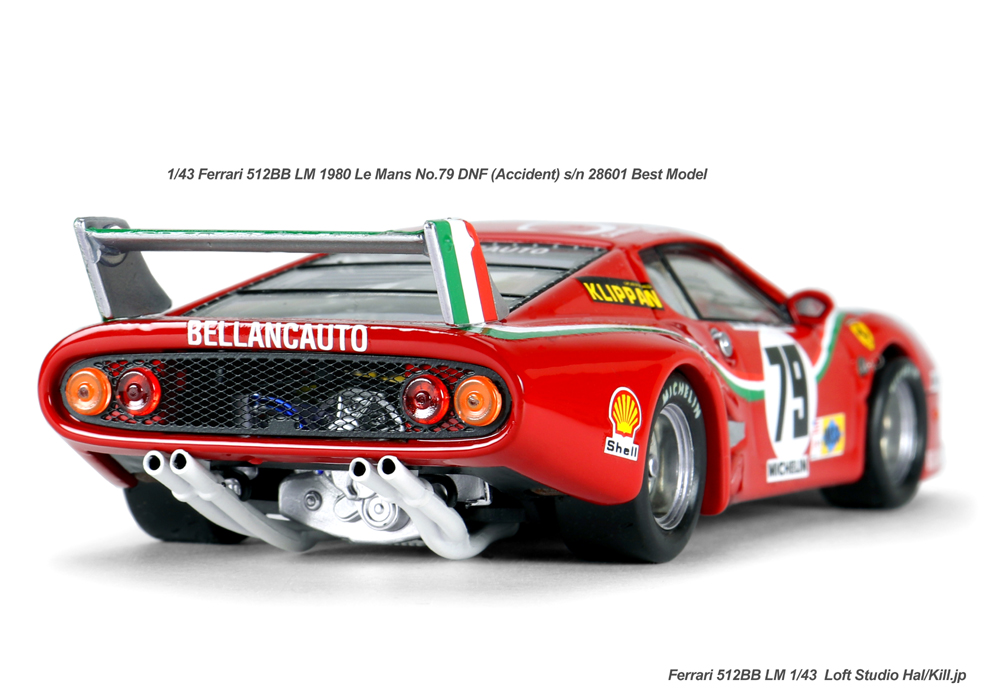 1/43 Ferrari 512BB LM 1980 Le Mans No.79 DNF (Accident) s/n 28601 Best Model