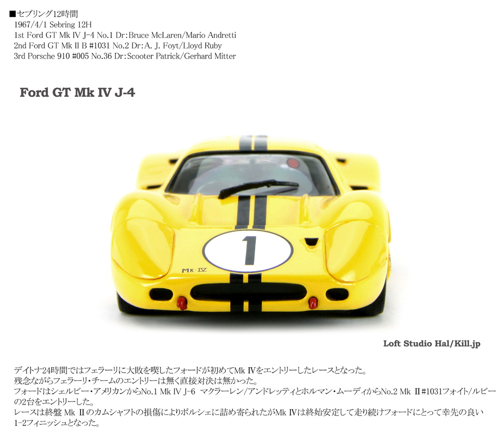 1967  Sebring 12H Winner Ford GT Mk IV J-4 No.1 Dr�FBruce McLaren/Mario Andretti