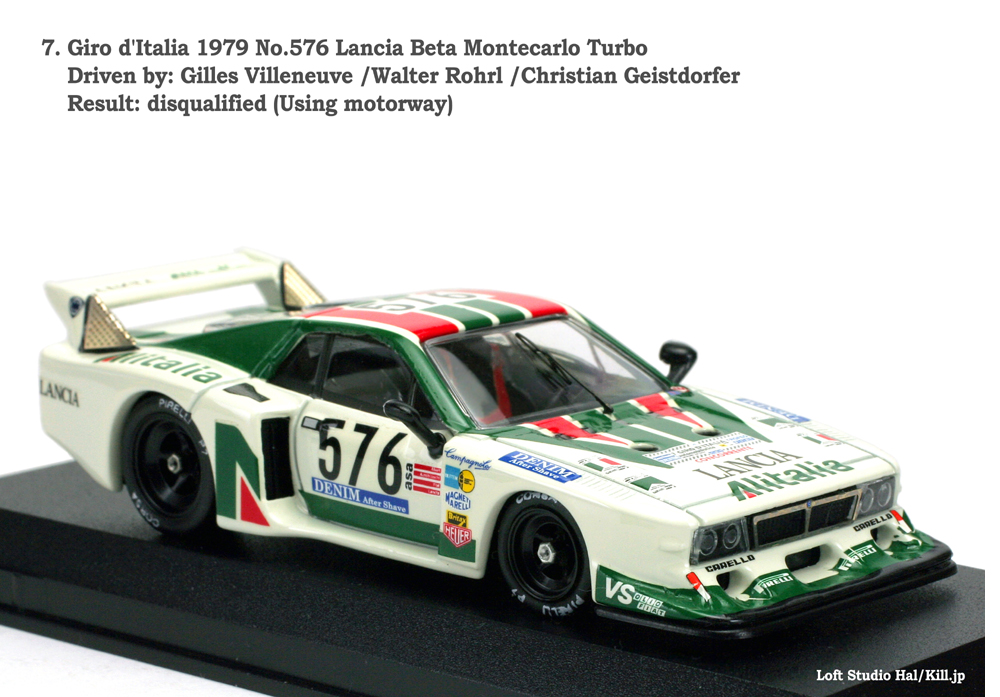 7. Giro d'Italia 1979 No.576 Lancia Beta Montecarlo Turbo Driven by: Gilles Villeneuve /Walter Rohrl /Christian Geistdorfer  Result: disqualified 1/43 Best Model
