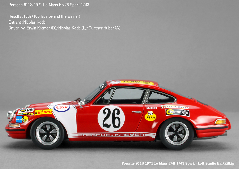 Porsche 911S 1971 Le Mans No.26 Spark 1/43