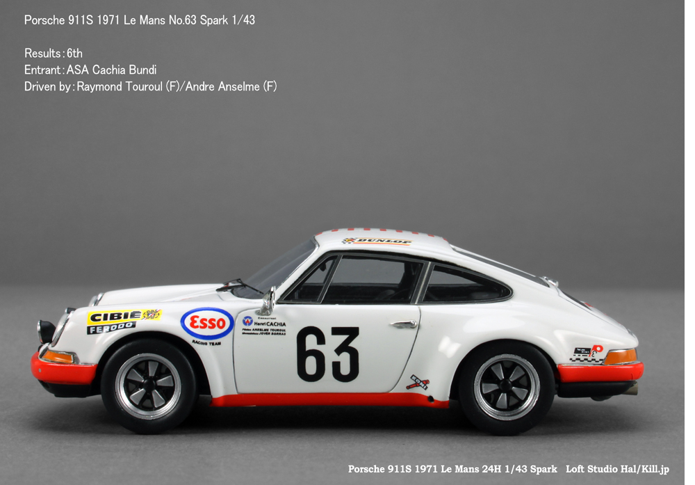 Porsche 911S 1971 Le Mans No.63 Spark 1/43