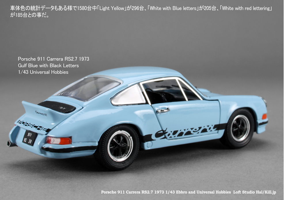 Porsche 911 Carrera RS2.7 1973 Gulf Blue with Black Letters