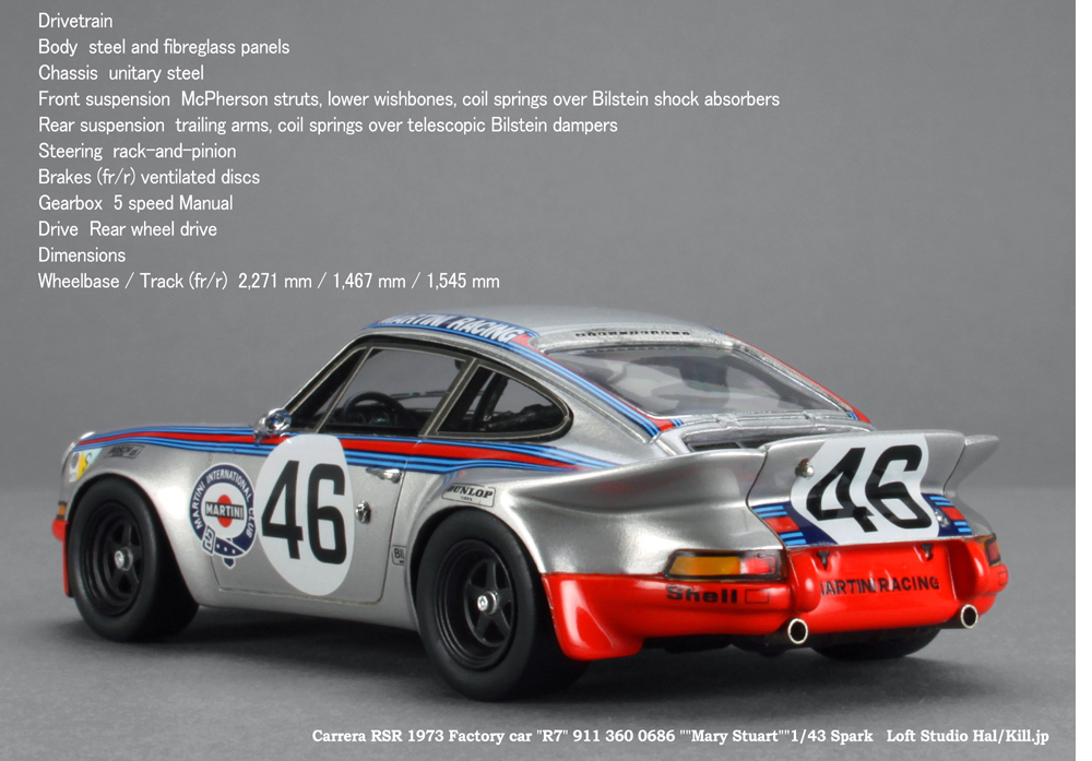 Porsche Carrera RSR 1973 Factory car 911 360 0686 R7 1/43 Spark