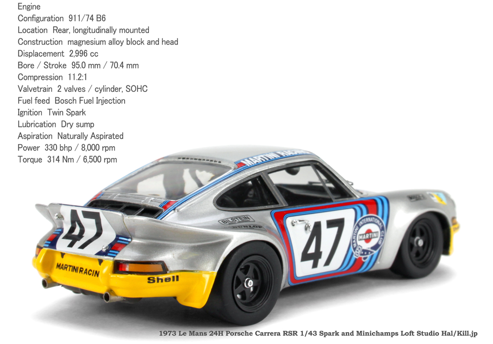 1973 Le Mans 24H DNF No.47 Porsche Carrera 911 360 0588 R6 1/43 Spark