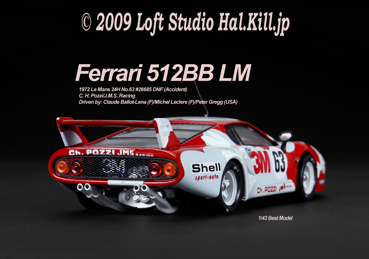 1/43 Ferrari 512BB LM 1979 Le Mans No.63 DNF (Accident) s/n 26685 Best Model